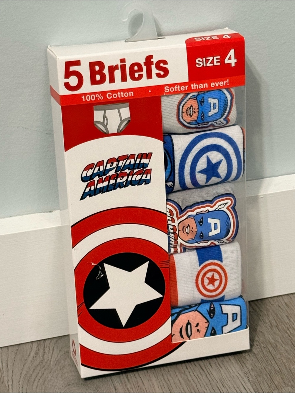 Marvel Captain America Boys Briefs Pack — Red, Blue, White